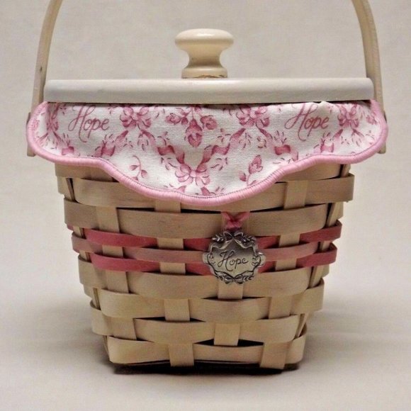Longaberger 2001 HOH / ACS Basket Combo, with Liner, Protector, Lid and Tie-On - Picture 3 of 13